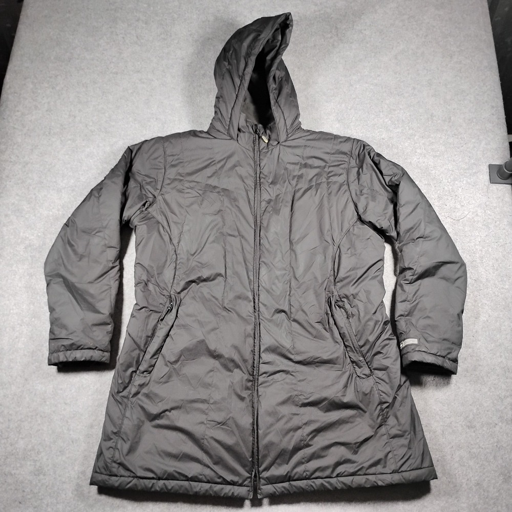 REI Women's Black Hooded Insulated Long Trench Parka Jacket Coat Size XL
